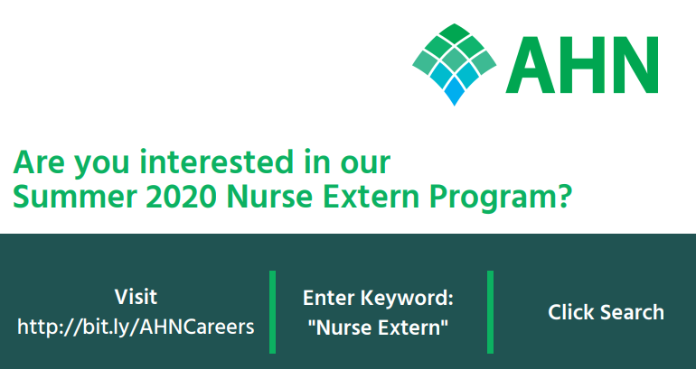 AHN Nurse Externships - Applications Open for Summer 2020